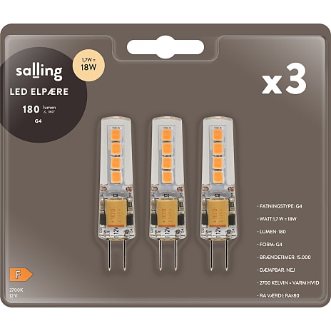 Salling 3 pak LED pin 1,7W - varmt hvidt lys