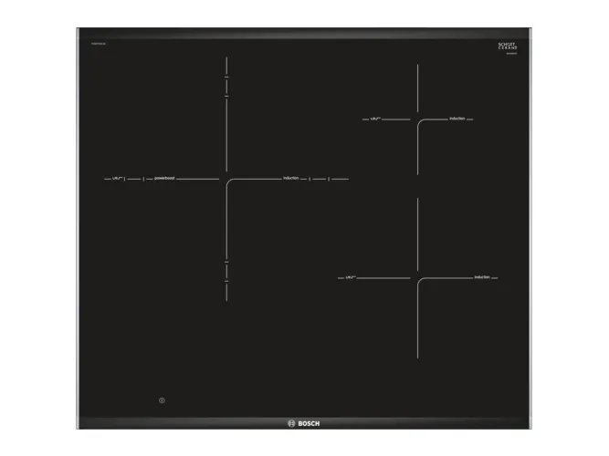 Bosch Serie | 8 PID675DC1E - Induktions kogeplade - 3 plader - Niche - bredde: 56 cm - dybde: 49 cm - med kantet front og ryg-pynt, aluminiumssidepynt - sort