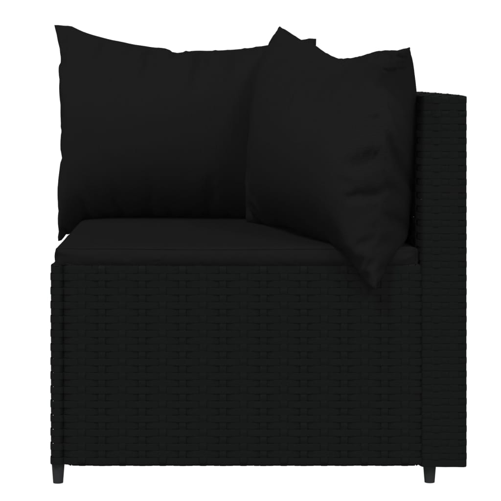 Salon de jardin meuble d'extérieur ensemble de mobilier 4 pièces avec coussins noir résine tressée