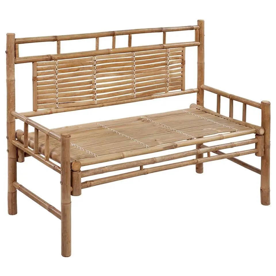 vidaXL - Tuinbank - Antraciet - Bamboe - 120 cm - Met kussen