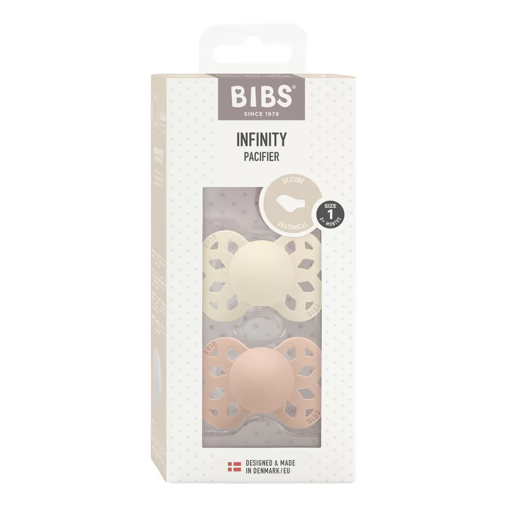 BIBS Infinity Silicone Anatomisk Ivory/Blush 2 pak - Flere størrelser