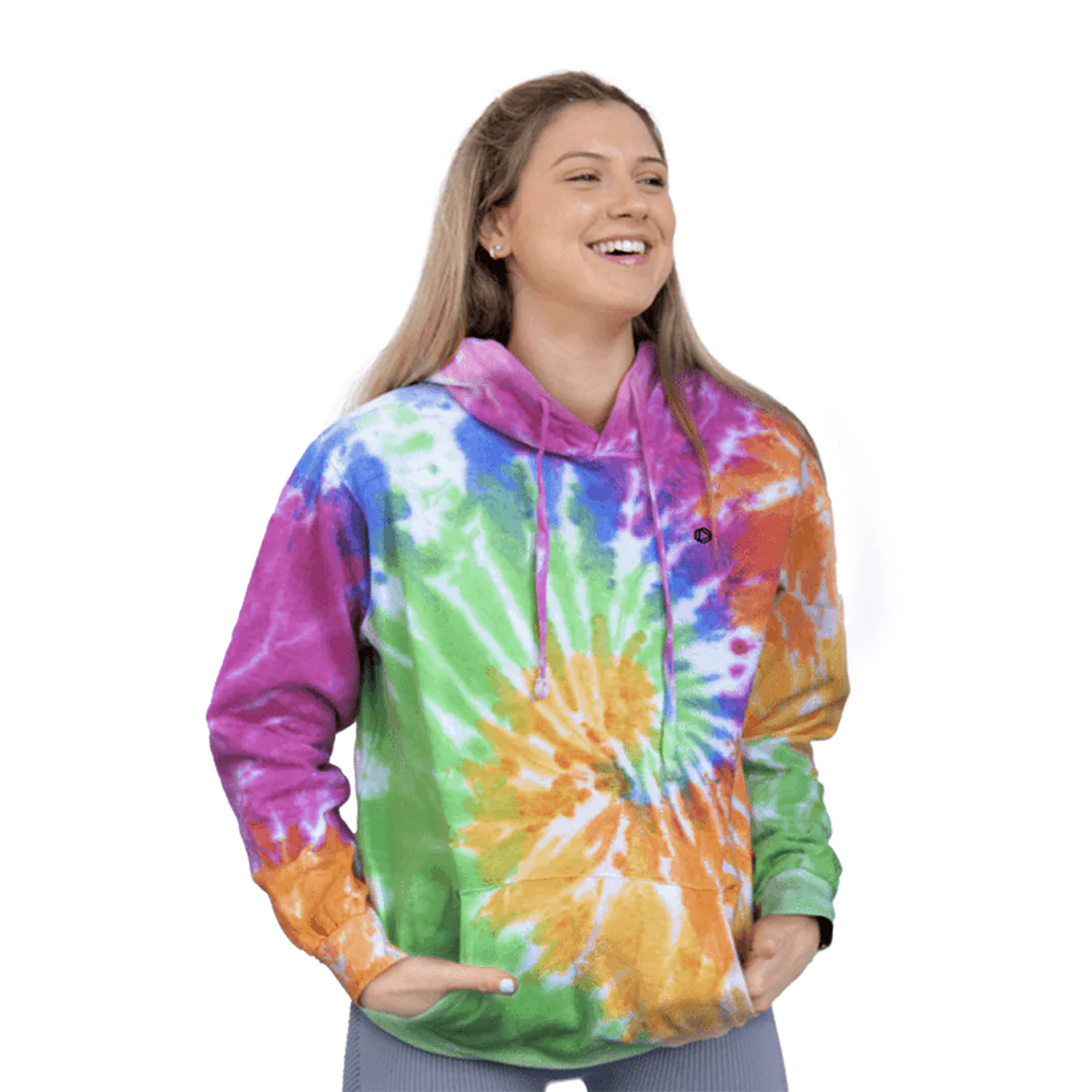 Moletom com capuz tie-dye arco-íris, Colortone