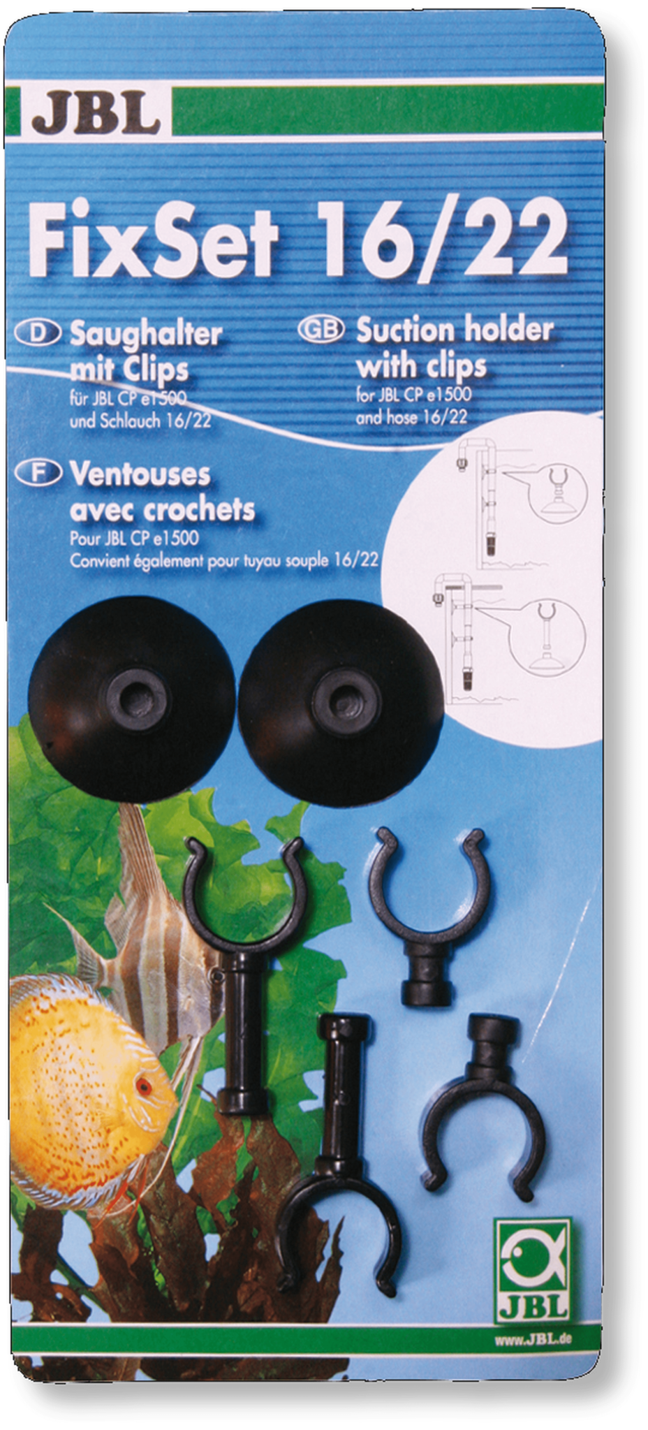 JBL Fixset Set Universele Zuignap Met Klem 16/22 mm