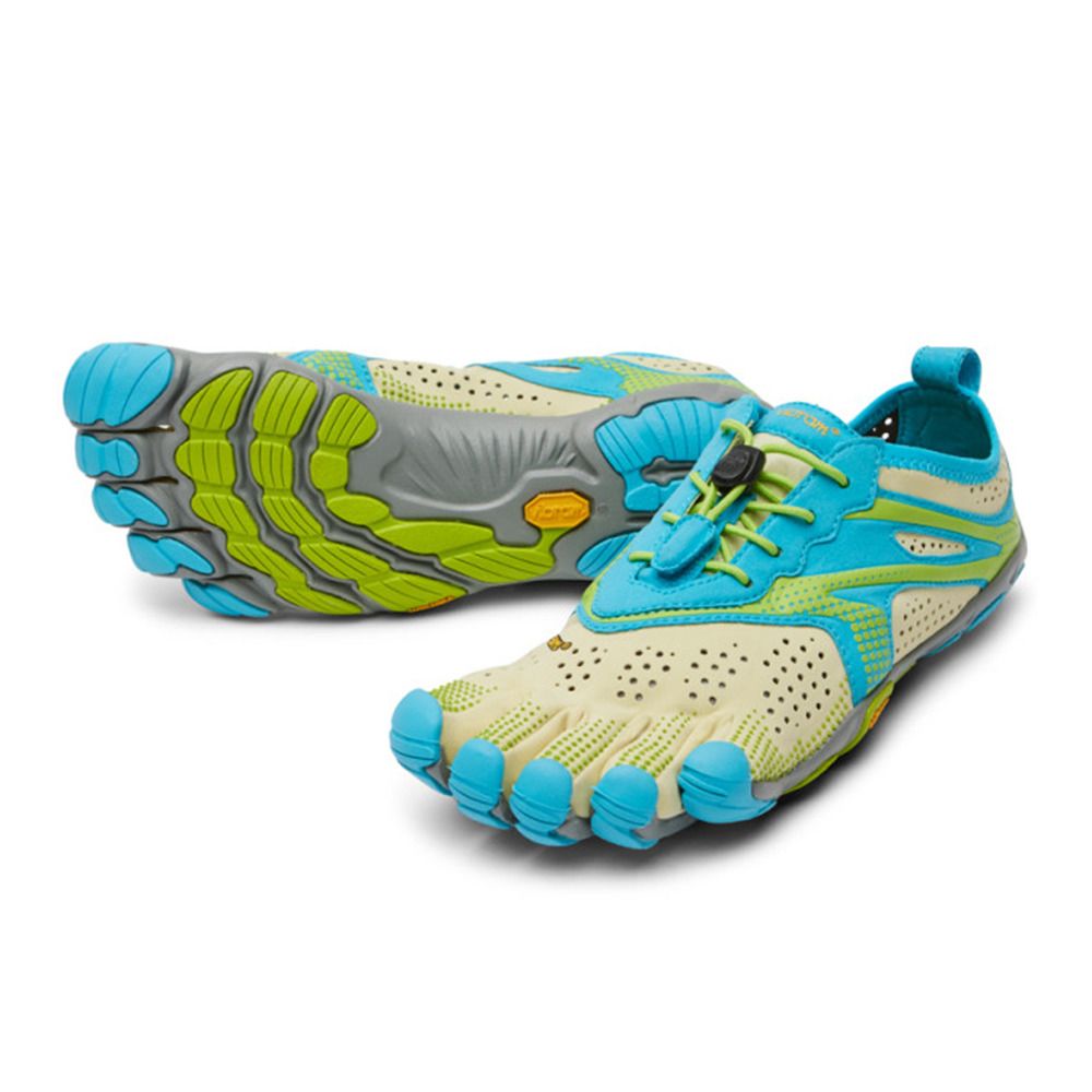 Five Fingers V-RUN - Chaussures running Femme vert citron/bleu