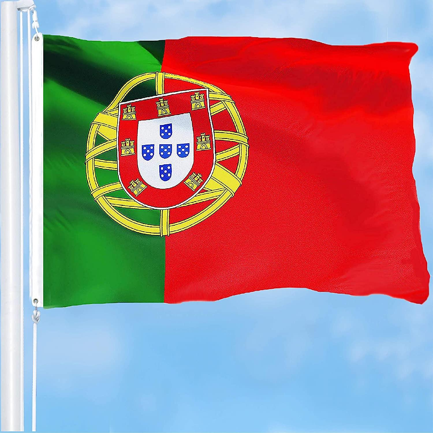 (90x150cm) Portugisische Flagge Accessoire Portugal Flag Deko Banner mit Zwei Messing Ösen für Befestigung