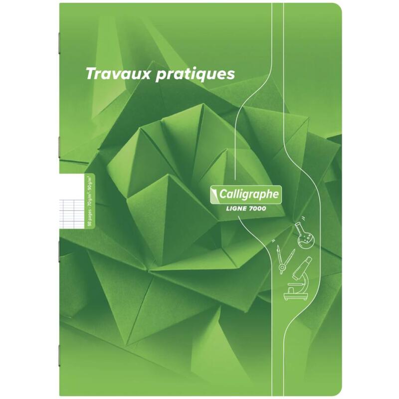 Cahier Travaux Pratiques piqué 7000 A4 96 pages grands carreaux 70 g + uni 90 g - Assortis