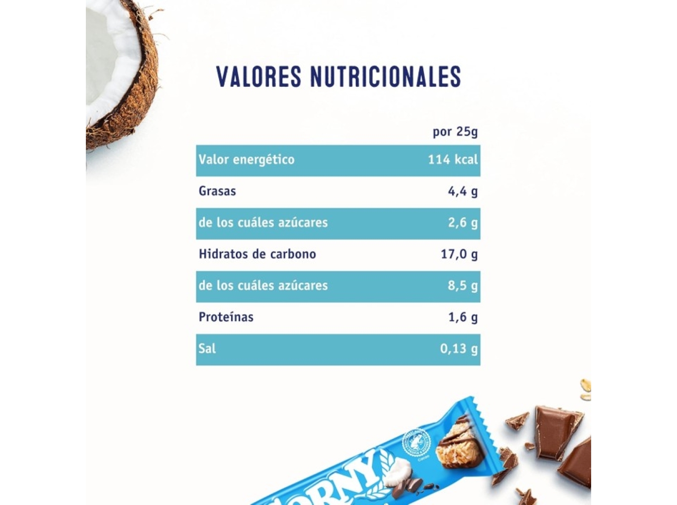BARRA DE CEREAIS CORNY CHOCOLATE CÔCO 6 X 25 G