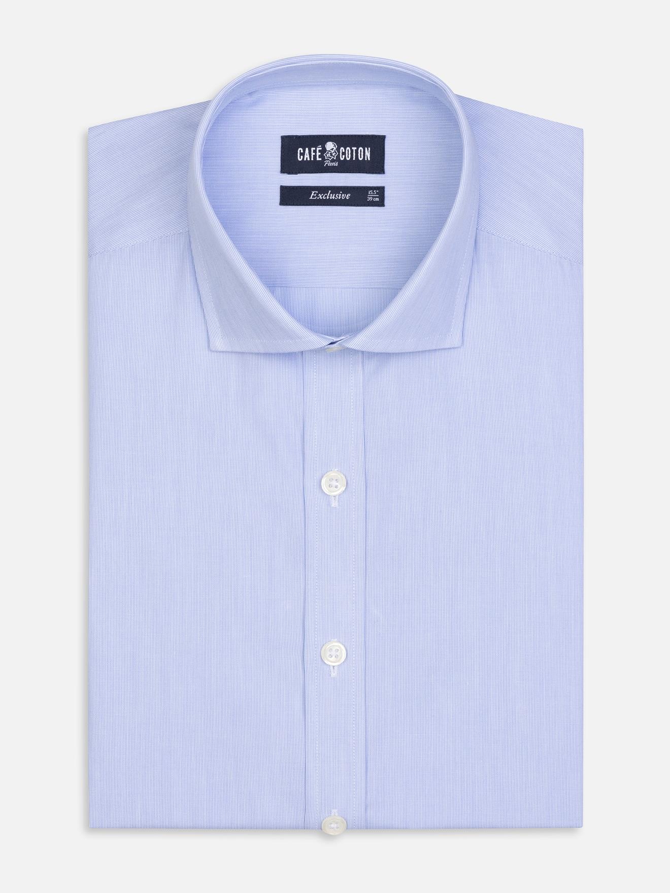 Chemise cintrée en mille raies ciel