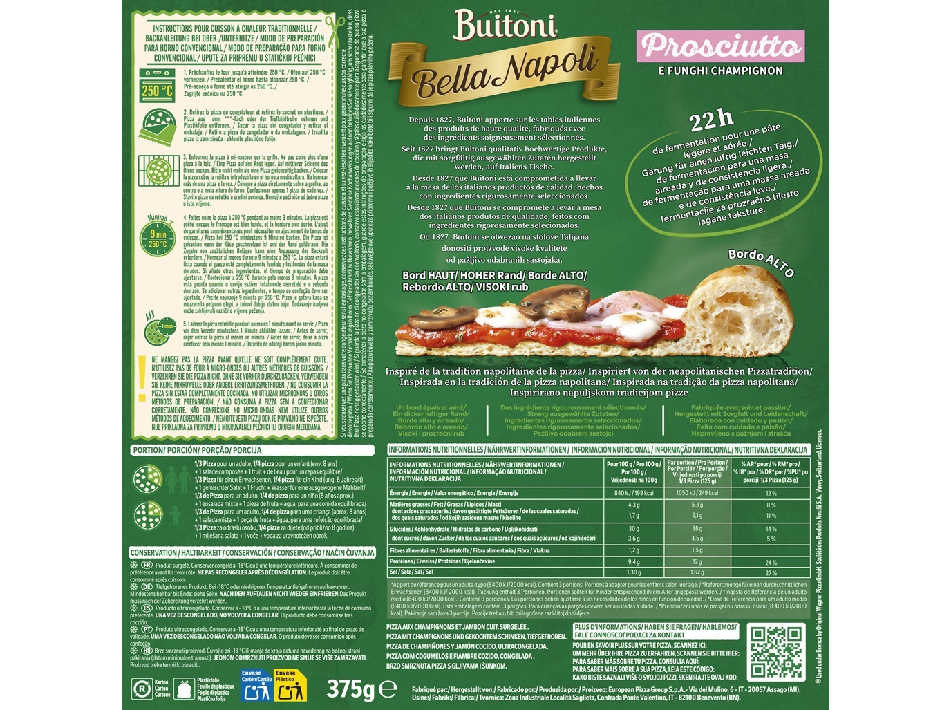 PIZZA BUITONI BELA NAPOL PROSC & FUNGHI 375G