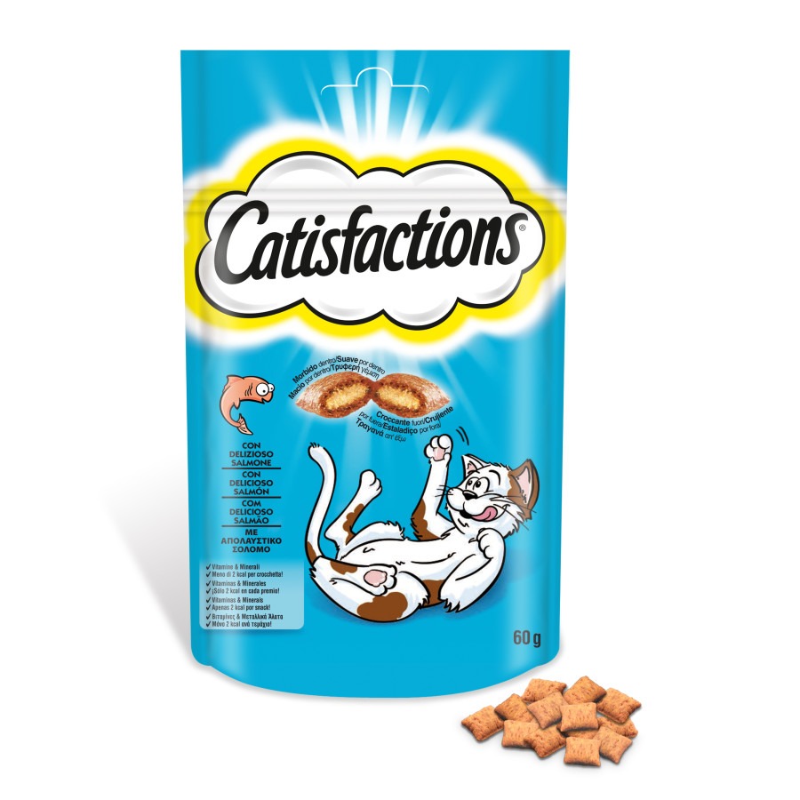 Petiscos de salmão Catisfactions para gatos