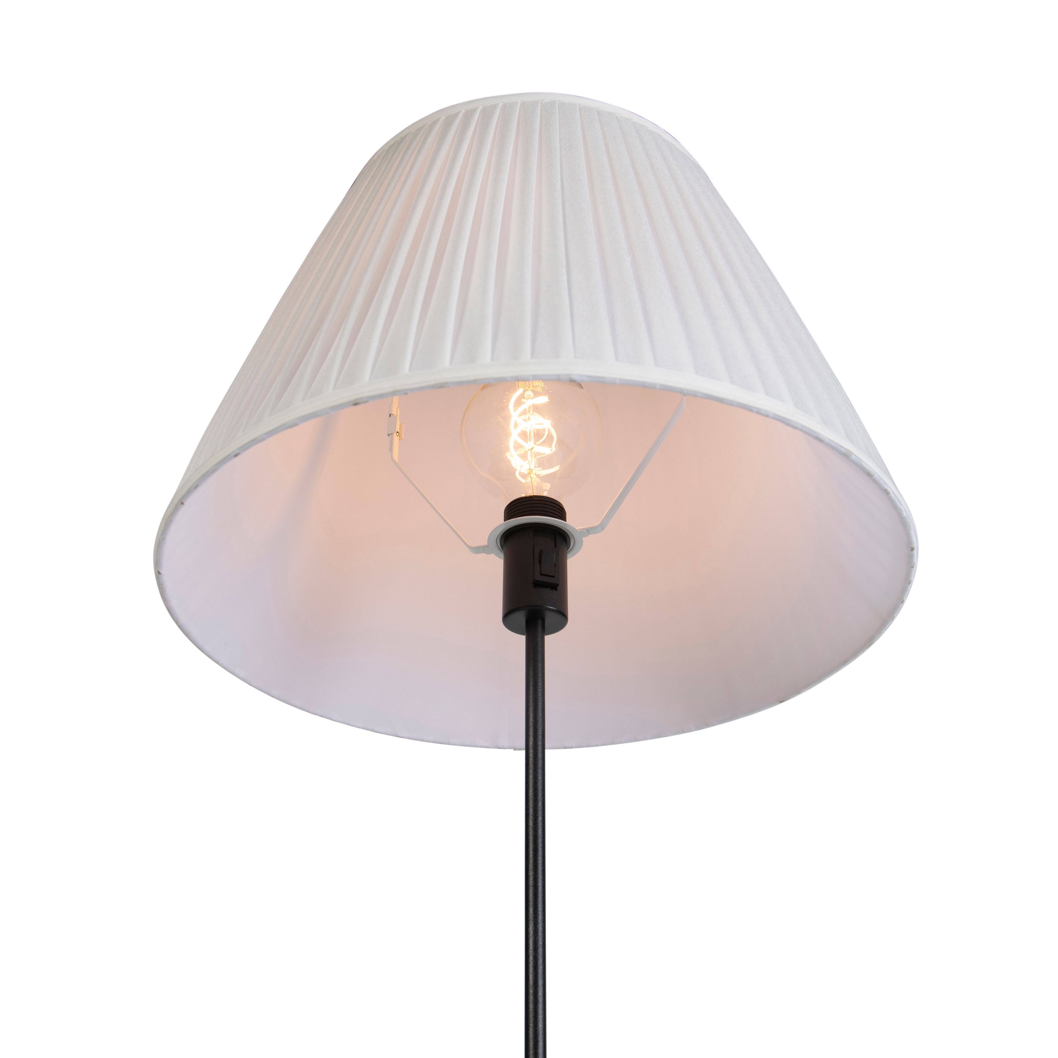 Vloerlamp zwart met plisse kap crème 45 cm verstelbaar - Parte