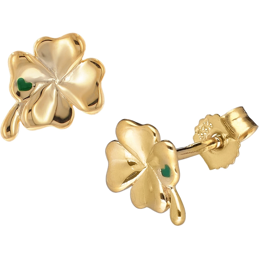 trendor Kinder-Ohrringe Gold 3338K Kleeblatt Ohrstecker gold