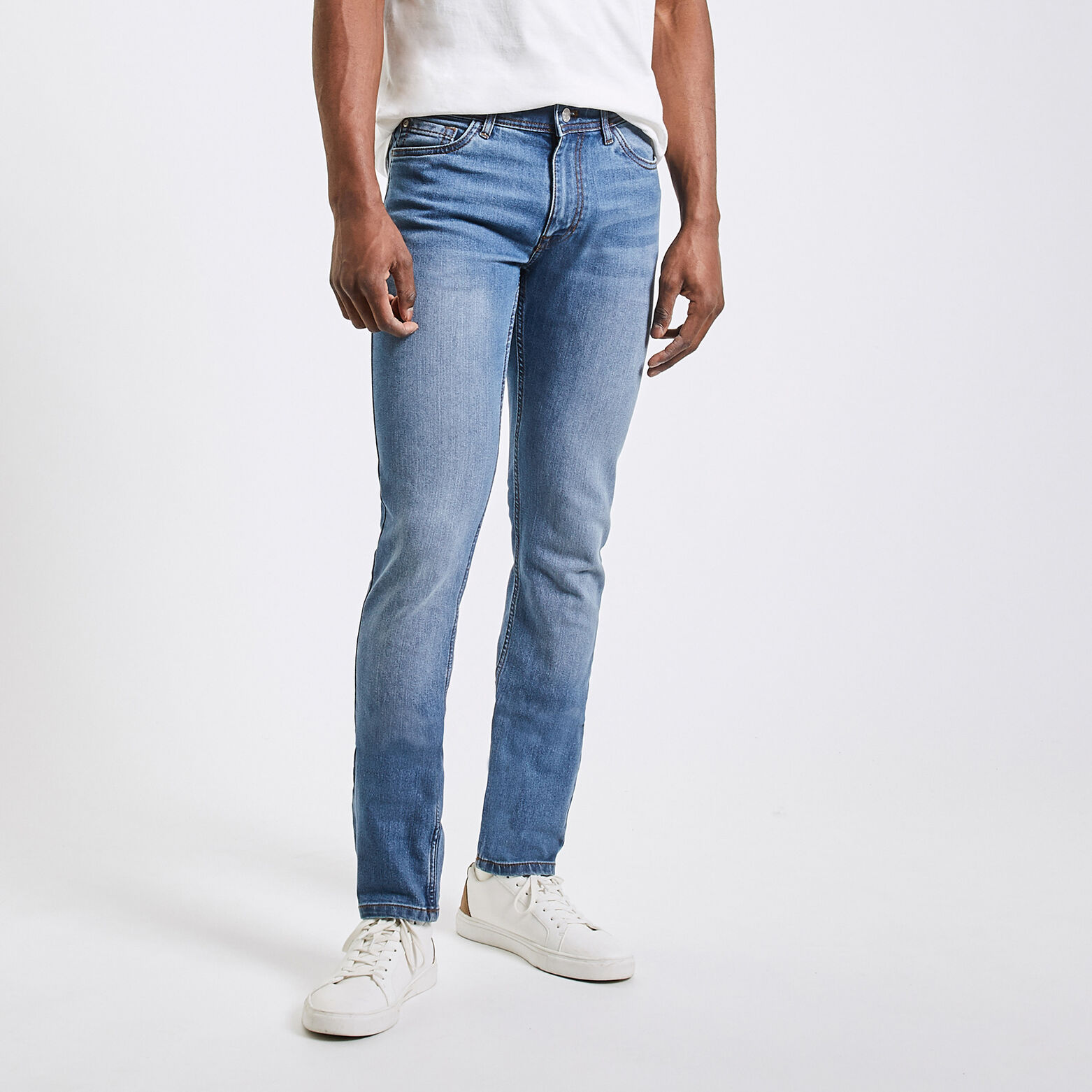 Jean slim en coton et polyester recyclés Bleu