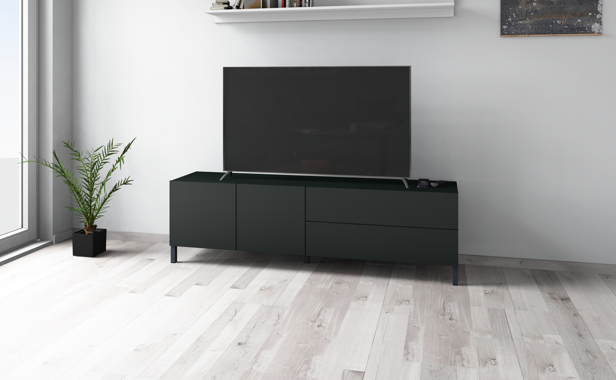 borchardt Möbel Lowboard Metallfüsse, grifflose Optik