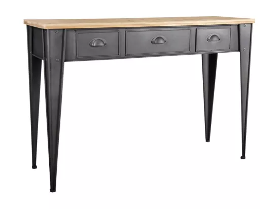 Console en métal et sapin