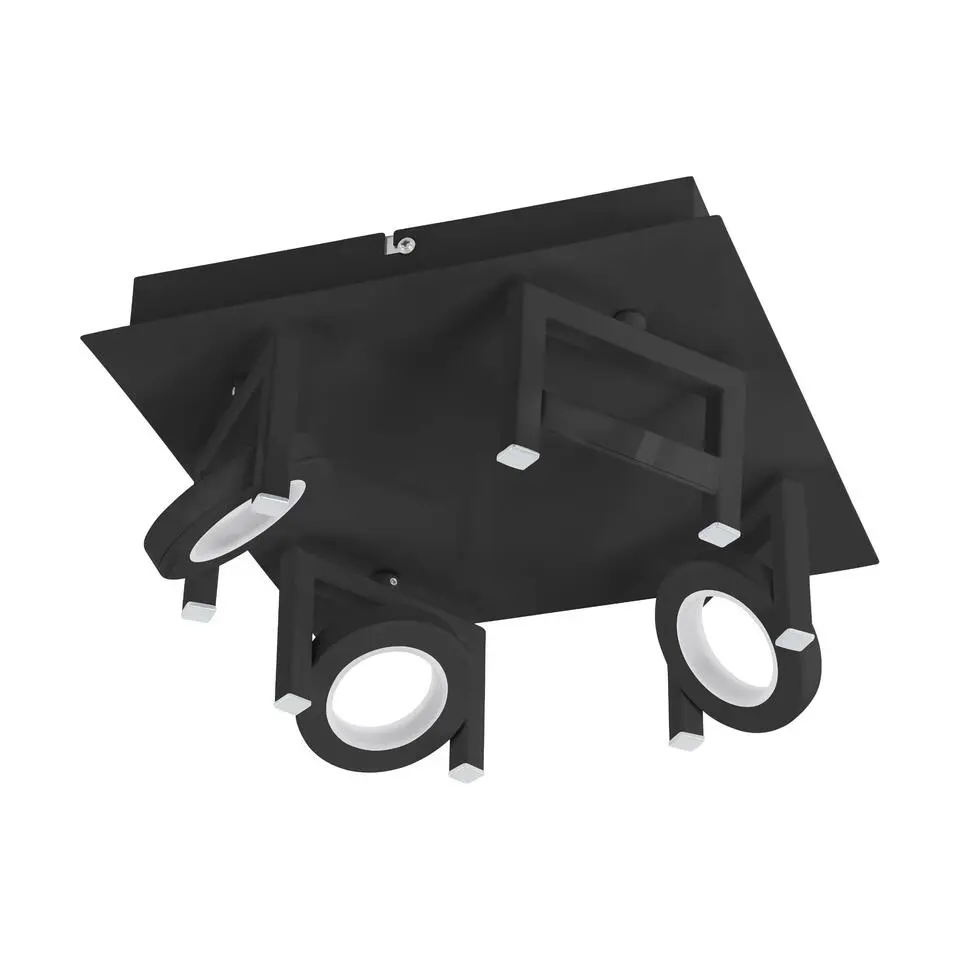 EGLO Trastanello Opbouwspot - LED - 4 lichts - Zwart