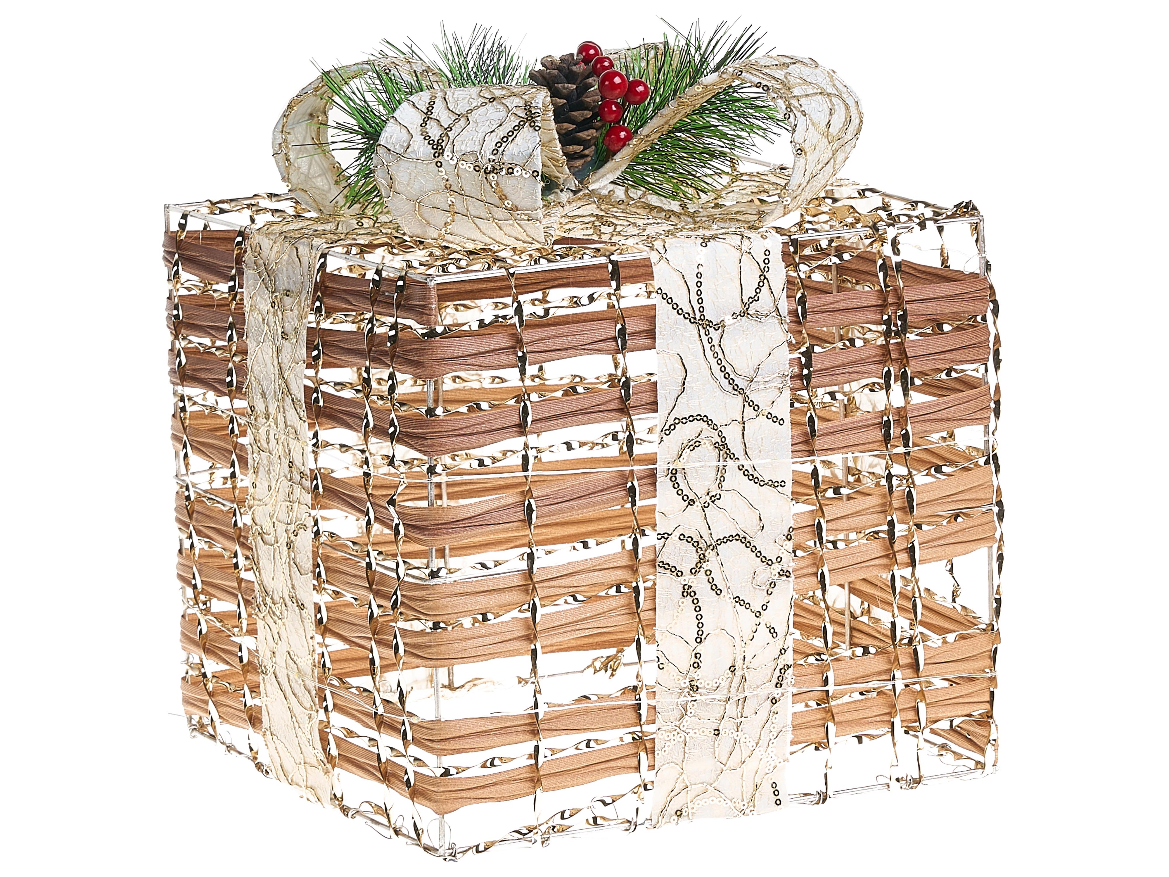 Set van 3 kerstdecoraties LED TISSO Kerstcadeaus 20/25/30 cm Bruin