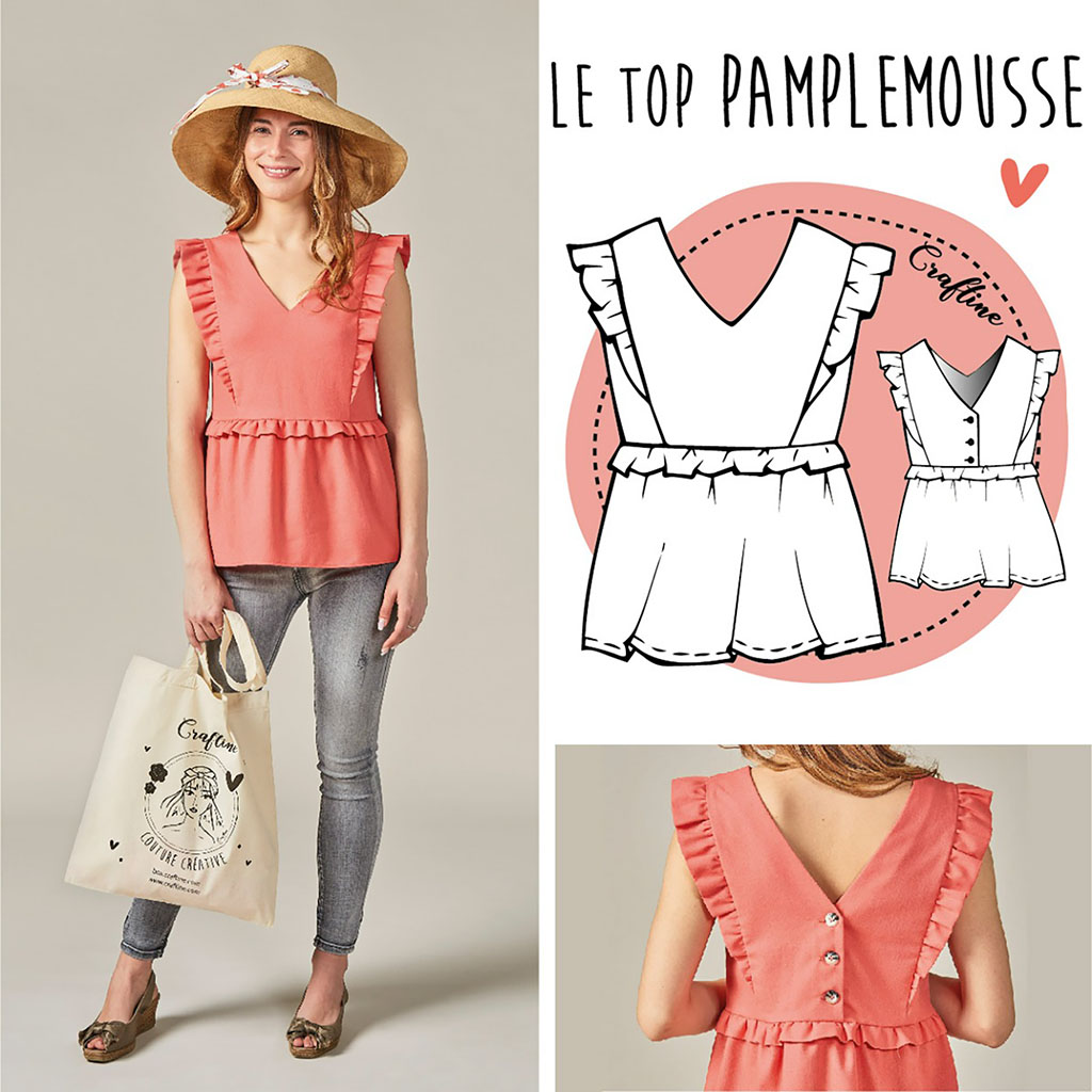 Patron de couture top Pamplemousse - CRAFTINE
