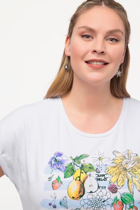 T-Shirt, Früchte, Oversized, Rundhals, Halbarm