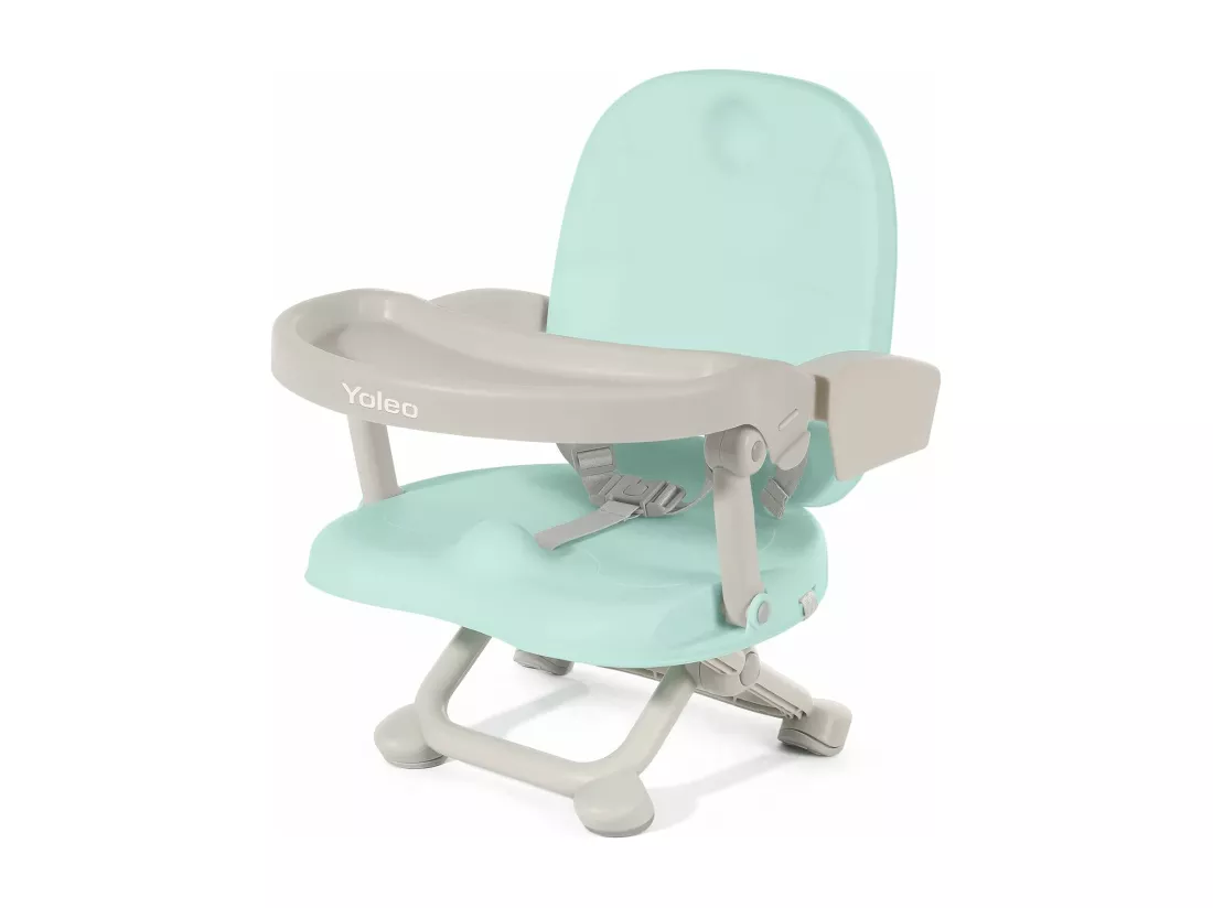 Réhausseur Chaise Enfant Pliable,Chaise Haute Bébé Portable,Bébé Chaise repas en Hauteur Réglable,Plateau Amovible,6 mois à 3 ans,Vert