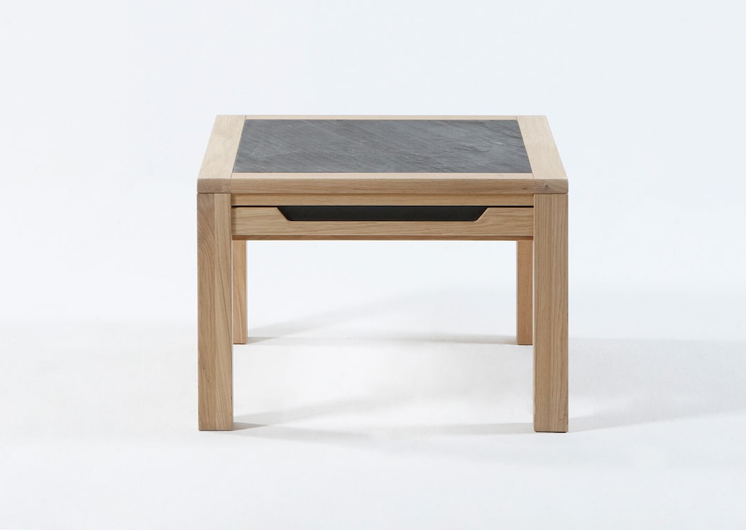 Couchtisch Wildeiche/Naturschiefer ca. 65 x 45 x 65 cm