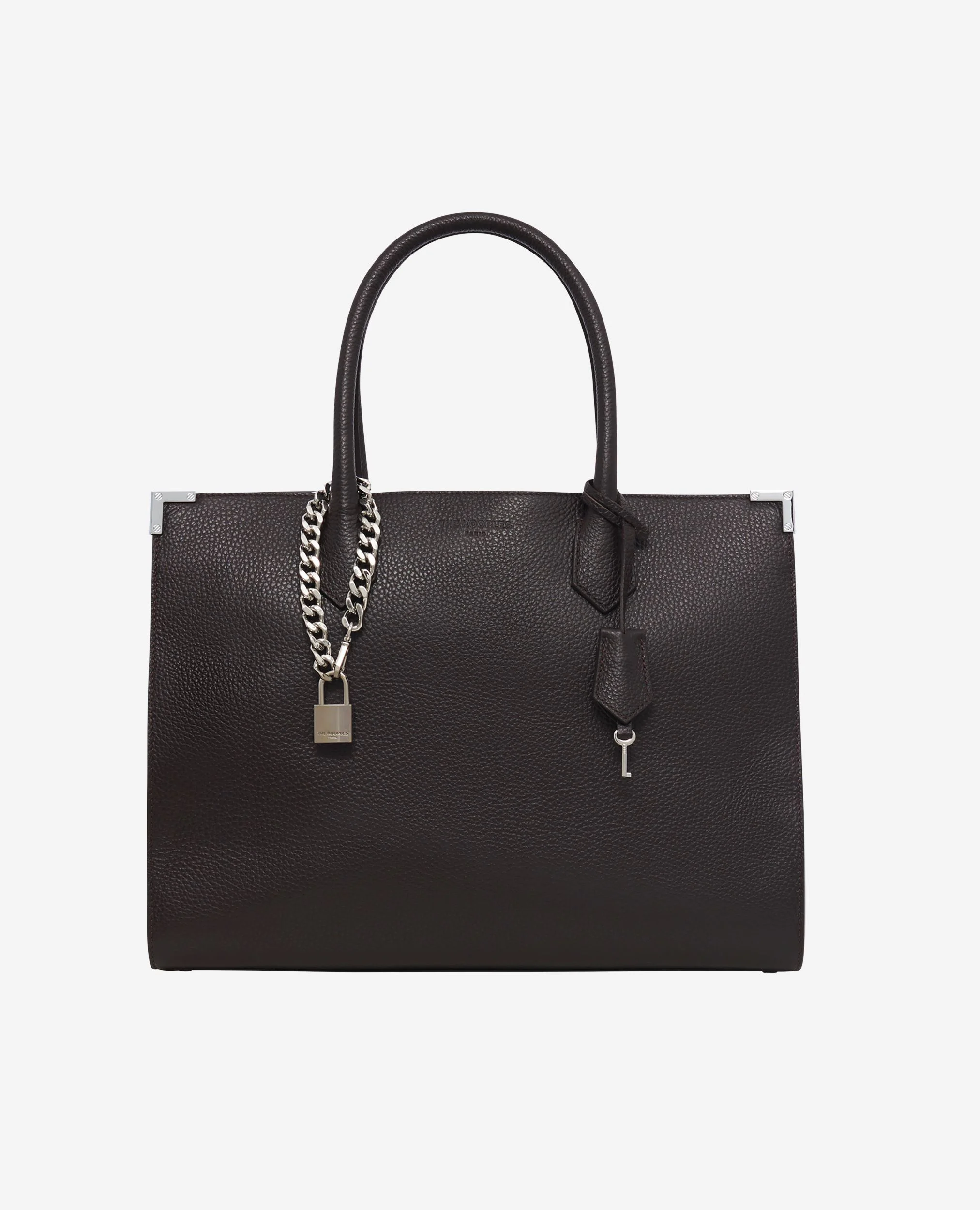 Sac cabas Ming L en cuir grainé marron