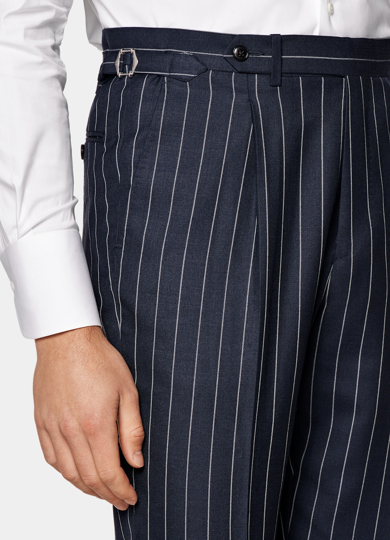 Costume Havana coupe Tailored bleu moyen à rayures