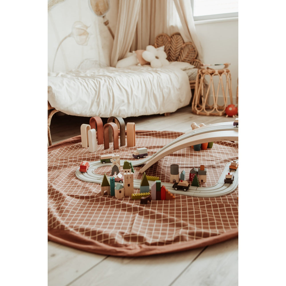 Køb Play&Go Organic Grid Brown 2-in-1 Legetæppe