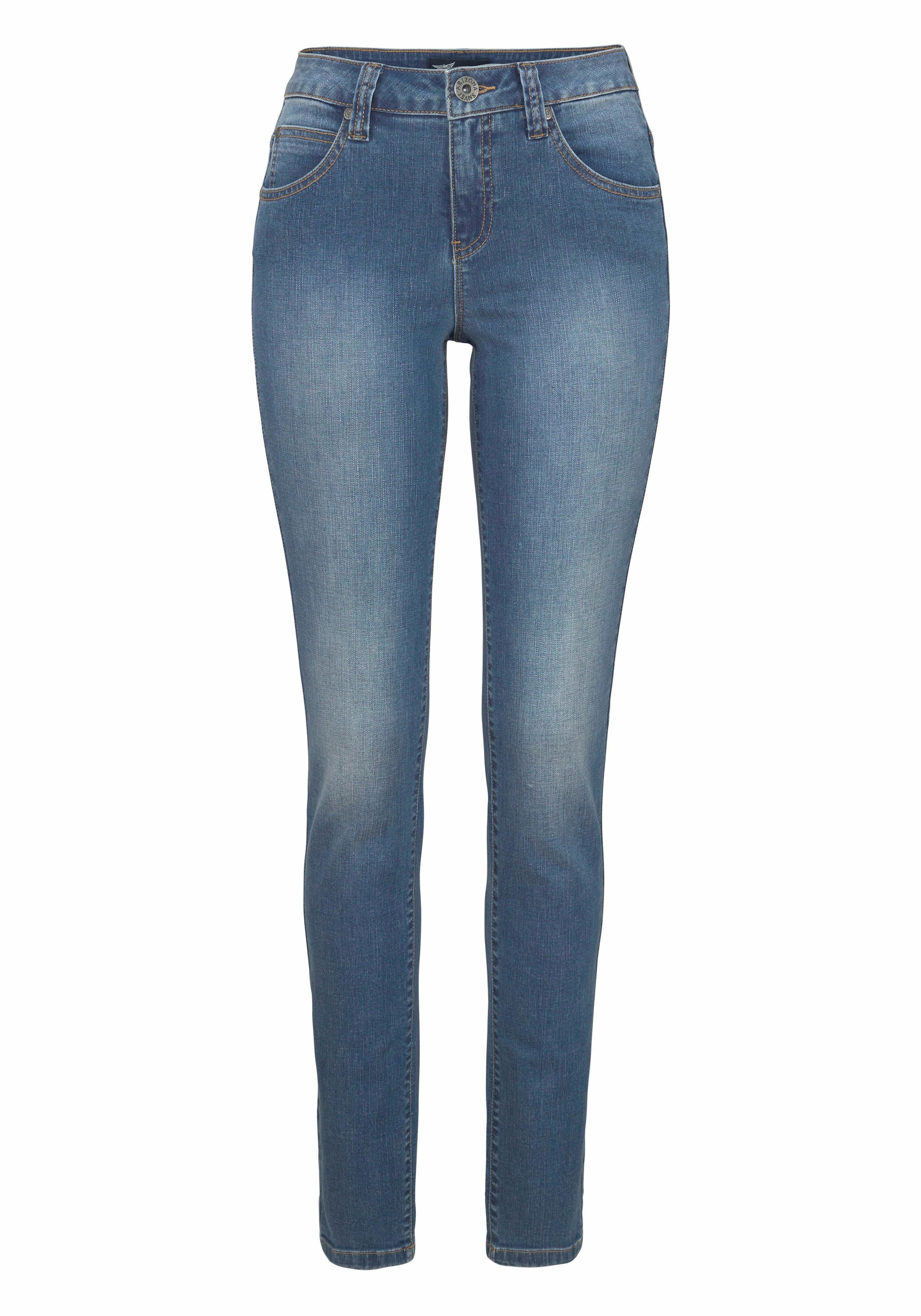 Arizona Slim-fit-Jeans »Curve-Collection« hohe Leibhöhe,  Five-Pocket-Design,  Zip-Fly