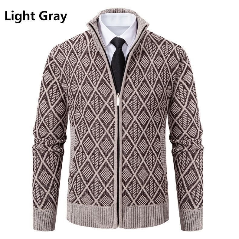 Sunkissed - Mock Neck Jacquard Zip Cardigan