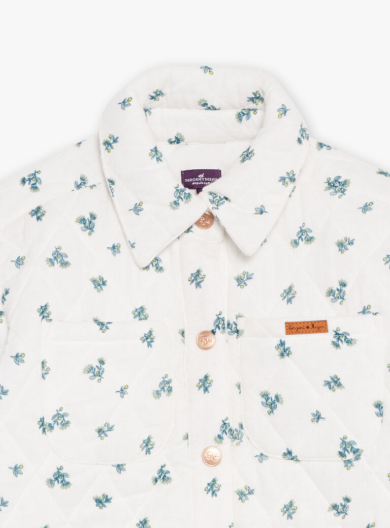 Veste matelassée écrue à imprimé fleuri