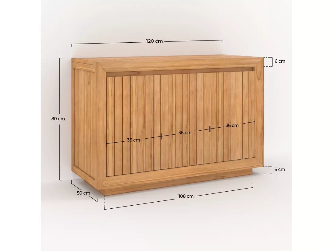 Meuble de salle de bain en bois de teck 120 cm - Pernelle