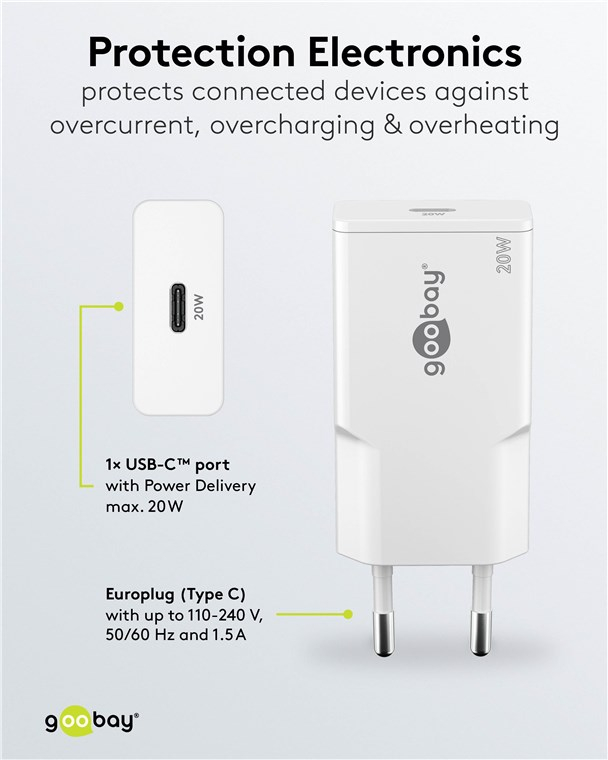 (20W) Slim USB C GaN Ladegerät Netzteil Power Delivery (75728) - Weiss