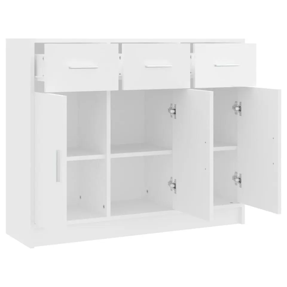 vidaXL - Dressoir met 3 deuren 3 lades - Wit - Bewerkt hout - 91x28x75 cm