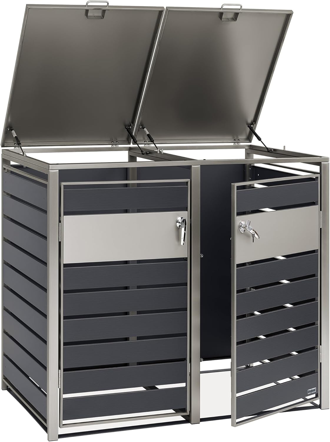 Zelsius Mülltonnenbox 2er Mülltonnen | (B) 132 x (T) 80 x (H) 117 cm | Anthrazit | inkl. Erweiterungsmöglichkeit | Mülltonnenverkleidung, Garten Müllbox, Müllhaus, 2 Tonnen