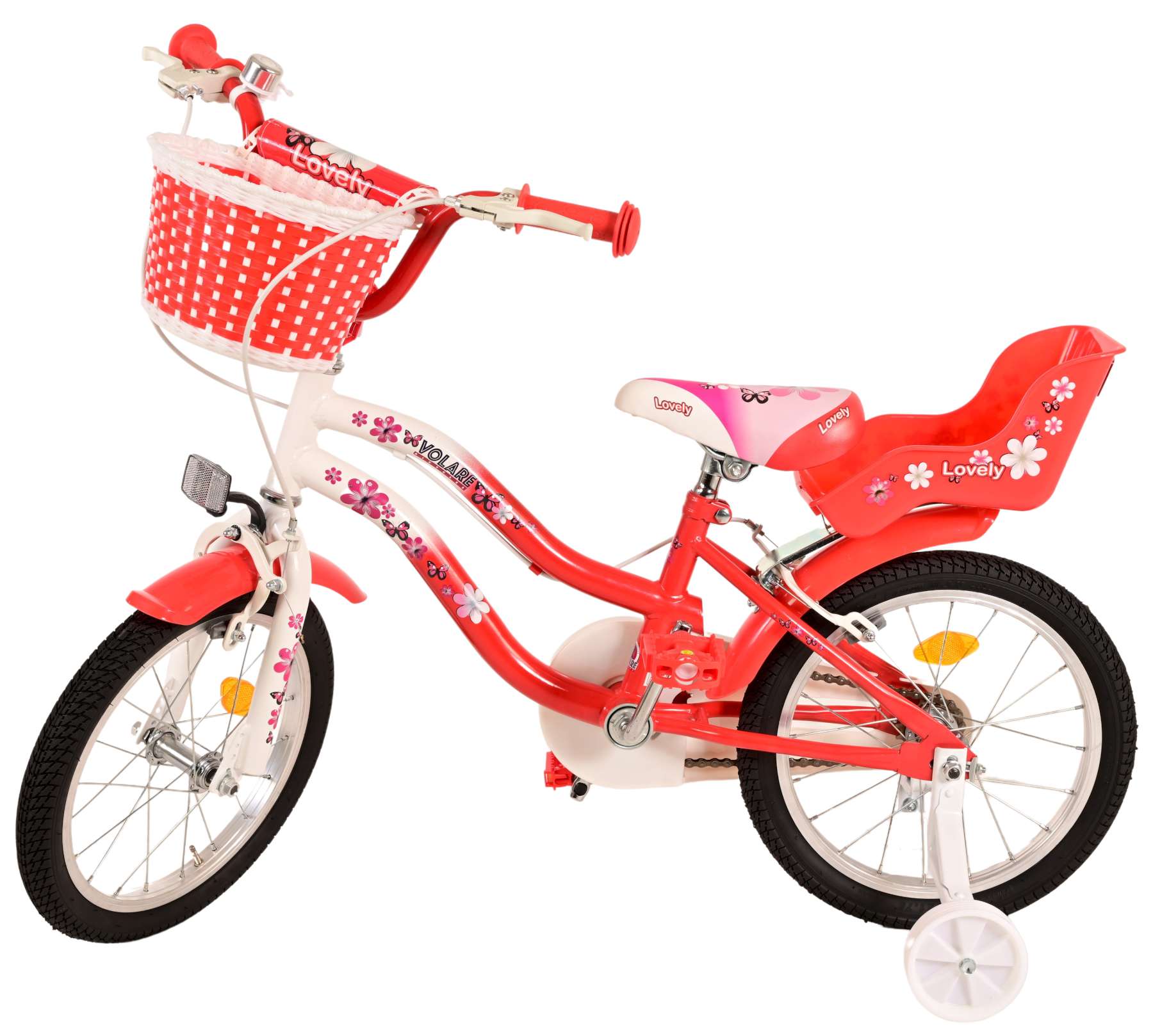 TPFSports Lovely Kinderfahrrad - Mädchen - 16 Zoll - 2 Handbremsen - Rot