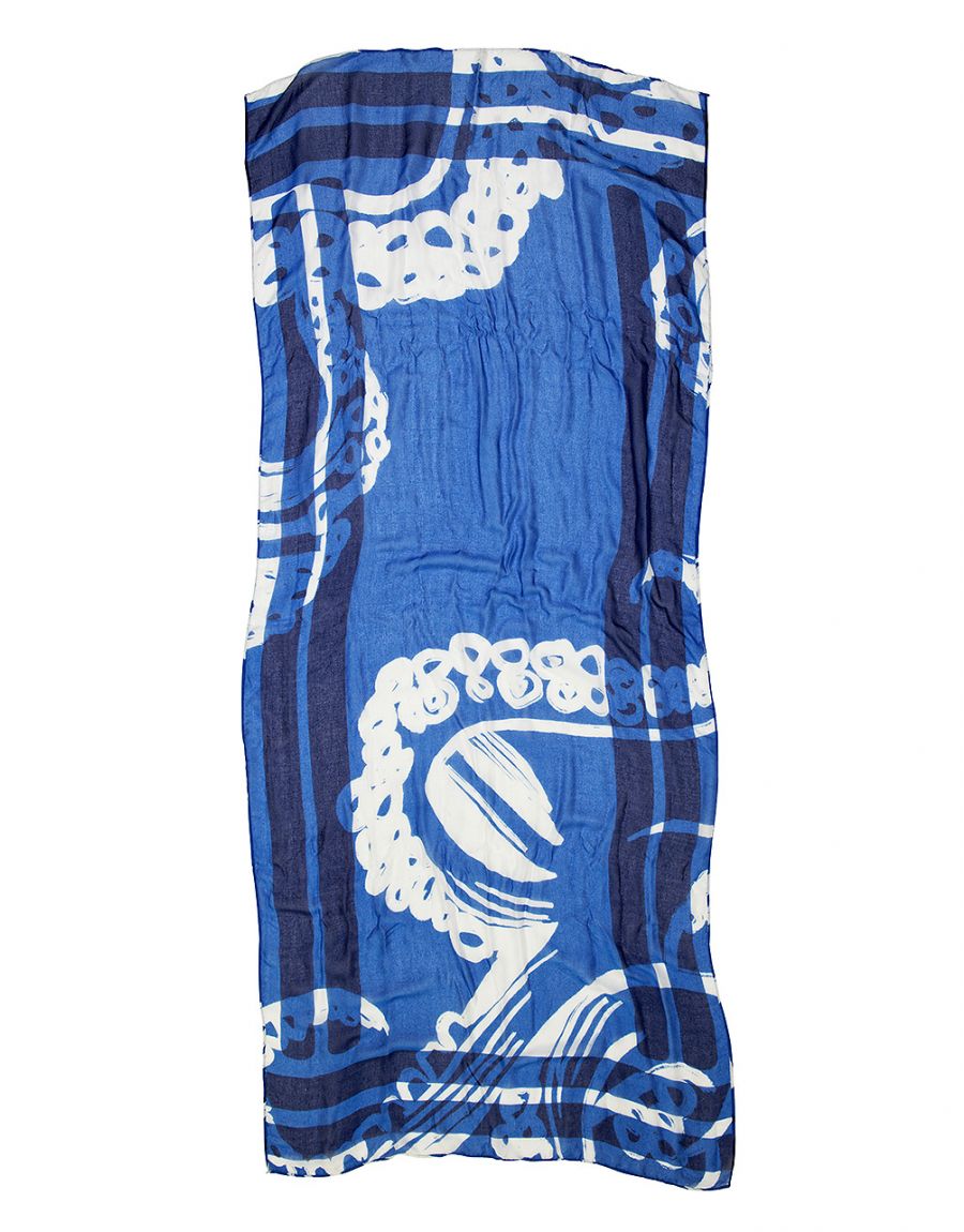 Foulard bleu imprimé