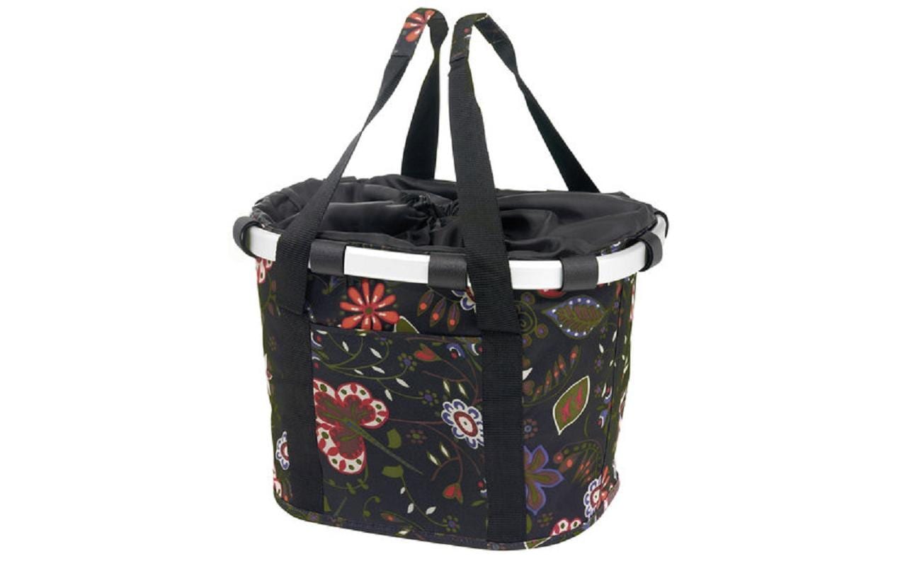 Lenkertasche Bikebasket Folklore schwarzTextilkorb mit KLICKfix Kupplung für Lenker Adapter System