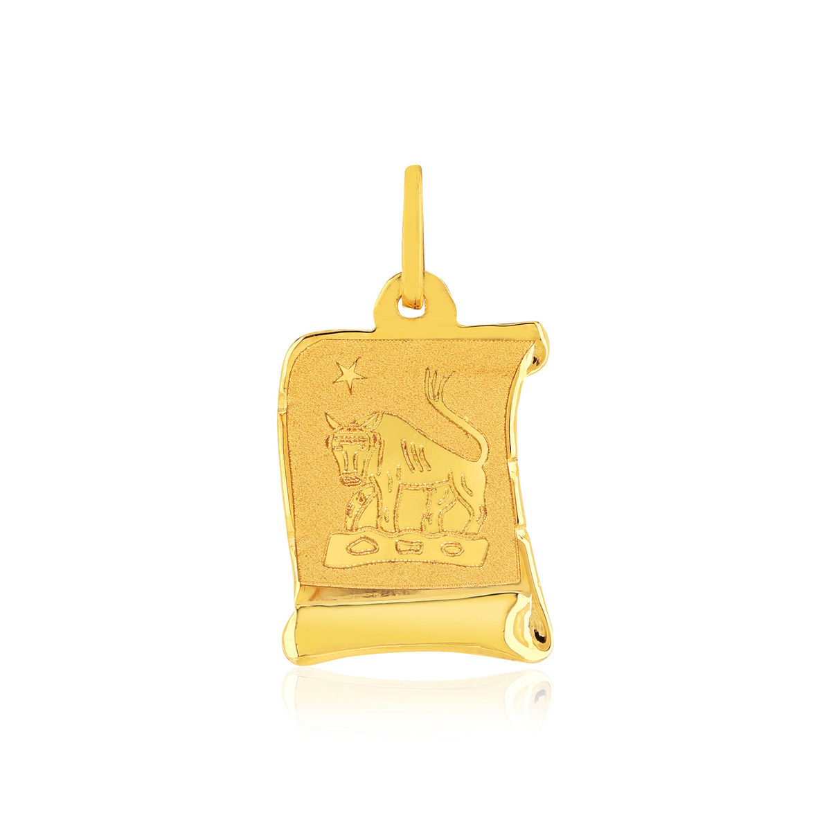 Pendentif or jaune 375, zodiaque taureau