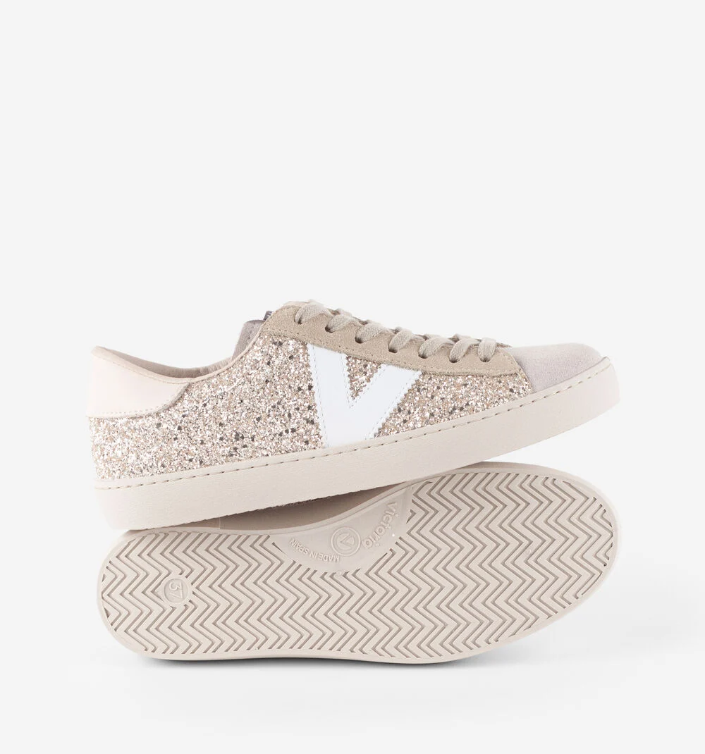 BERLÍN GLITTER Baskets glitter pour femme PLATINO
