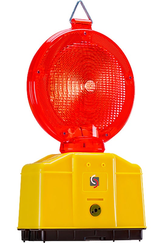 UVV bouwplaatsverlichting waarschuwingslamp gele of rode LED + 2 STAR accu's 7Ah / Gele LED