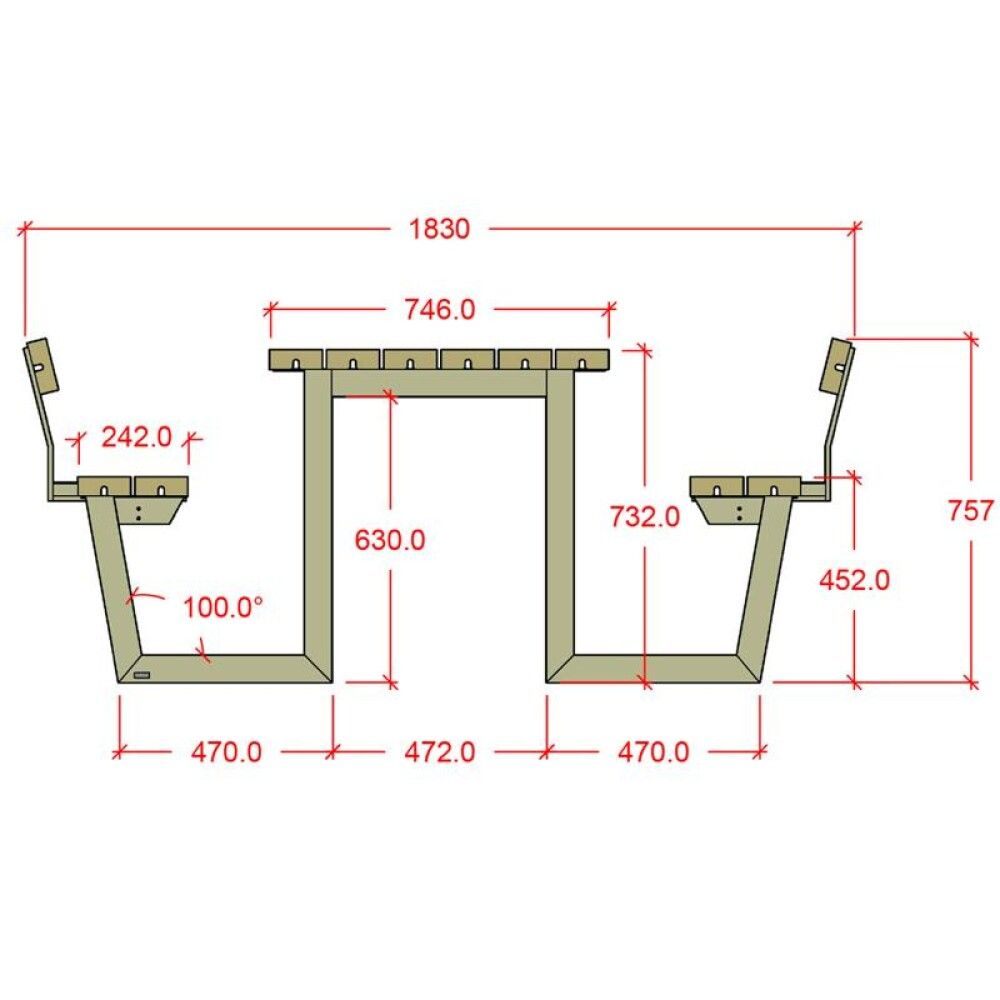 HAGEMØBEL PLUS BORD/BENKESETT WEGA 2 RYGGSTØTTER 177X76CM GRØNN