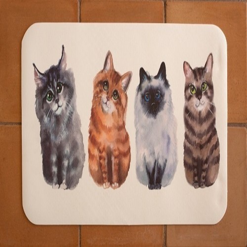 Tapete de vinil multicolorido para comedouros de animais de estimação