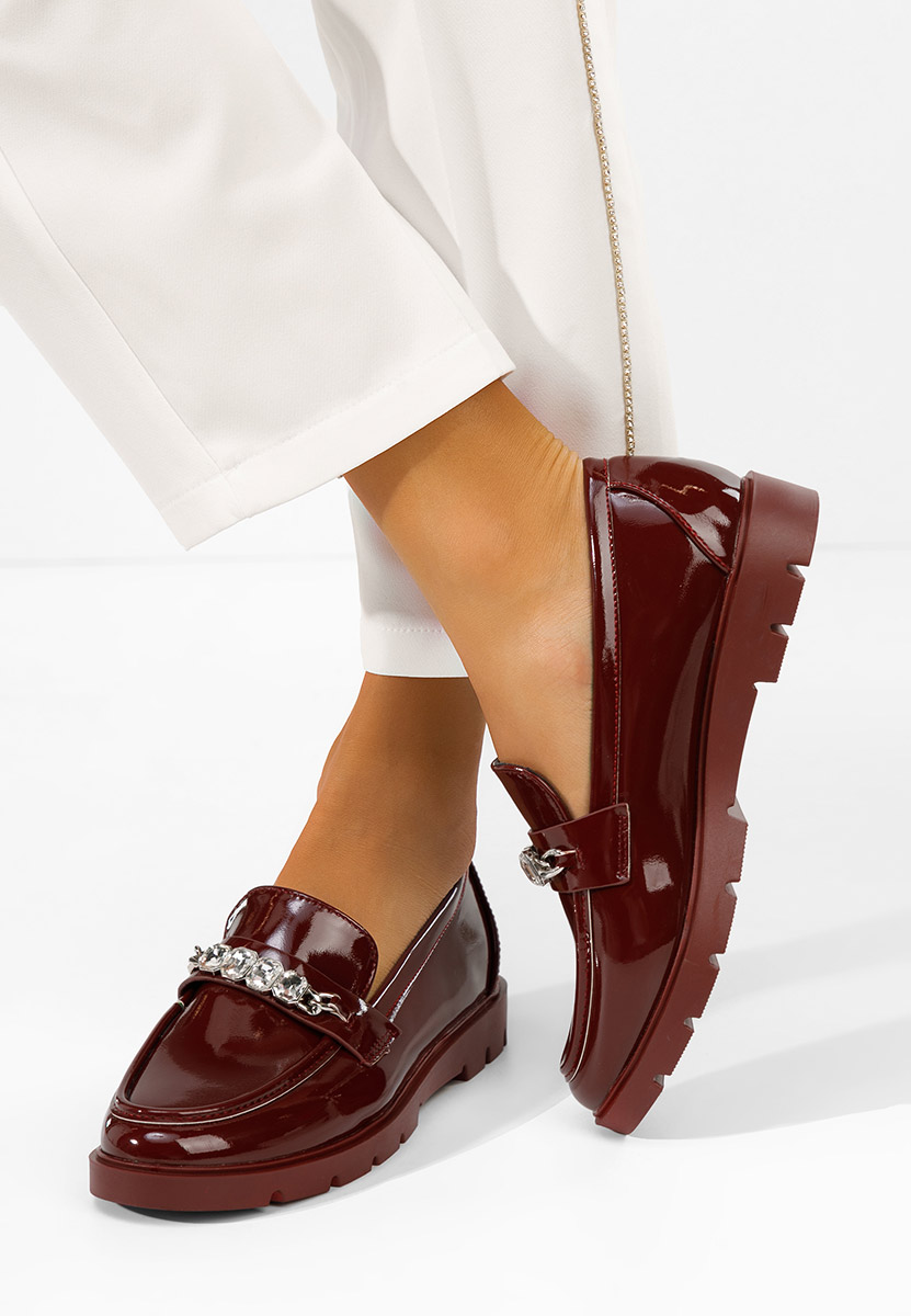 Mocassins pour femme vernis bordeaux Anselia