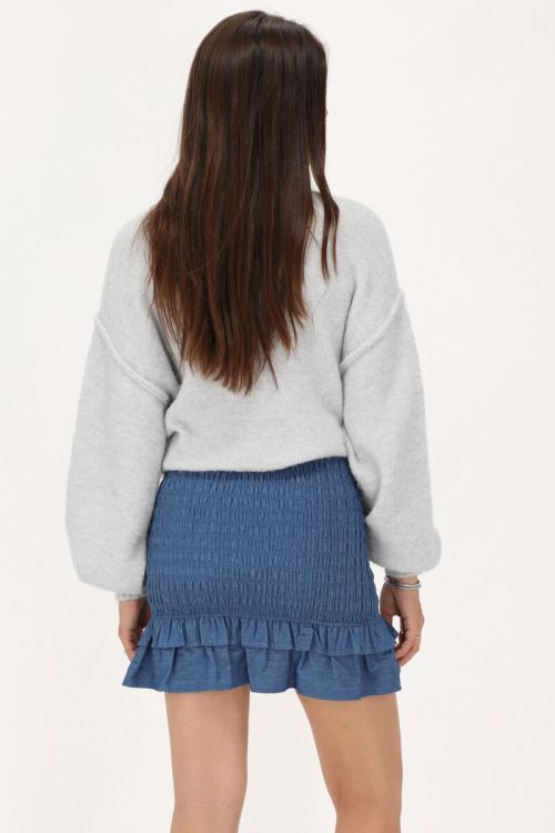 Blauwe denim rok met smock