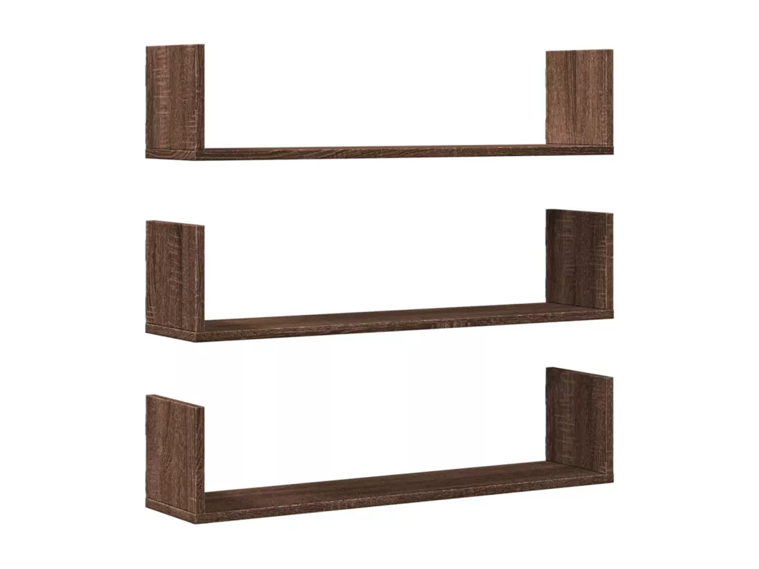 Étagères murales 3pcs chêne marron 80x18x18cm bois d'ingénierie