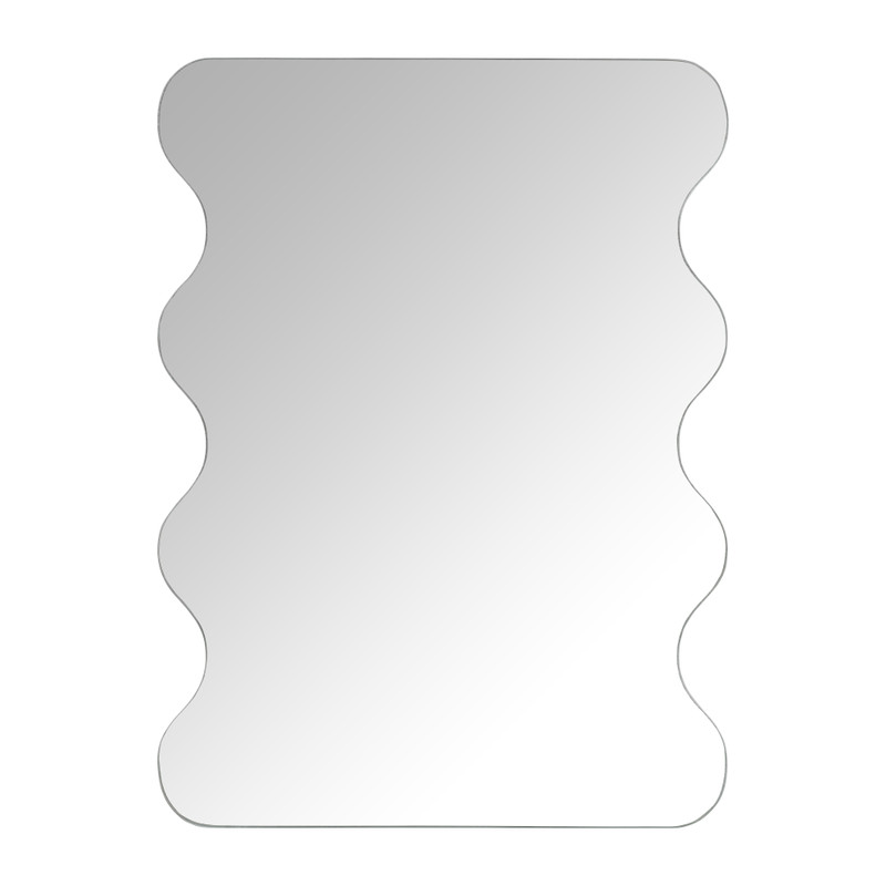 Spiegel organisch met golfrand - zilverkleurig - 50x37 cm