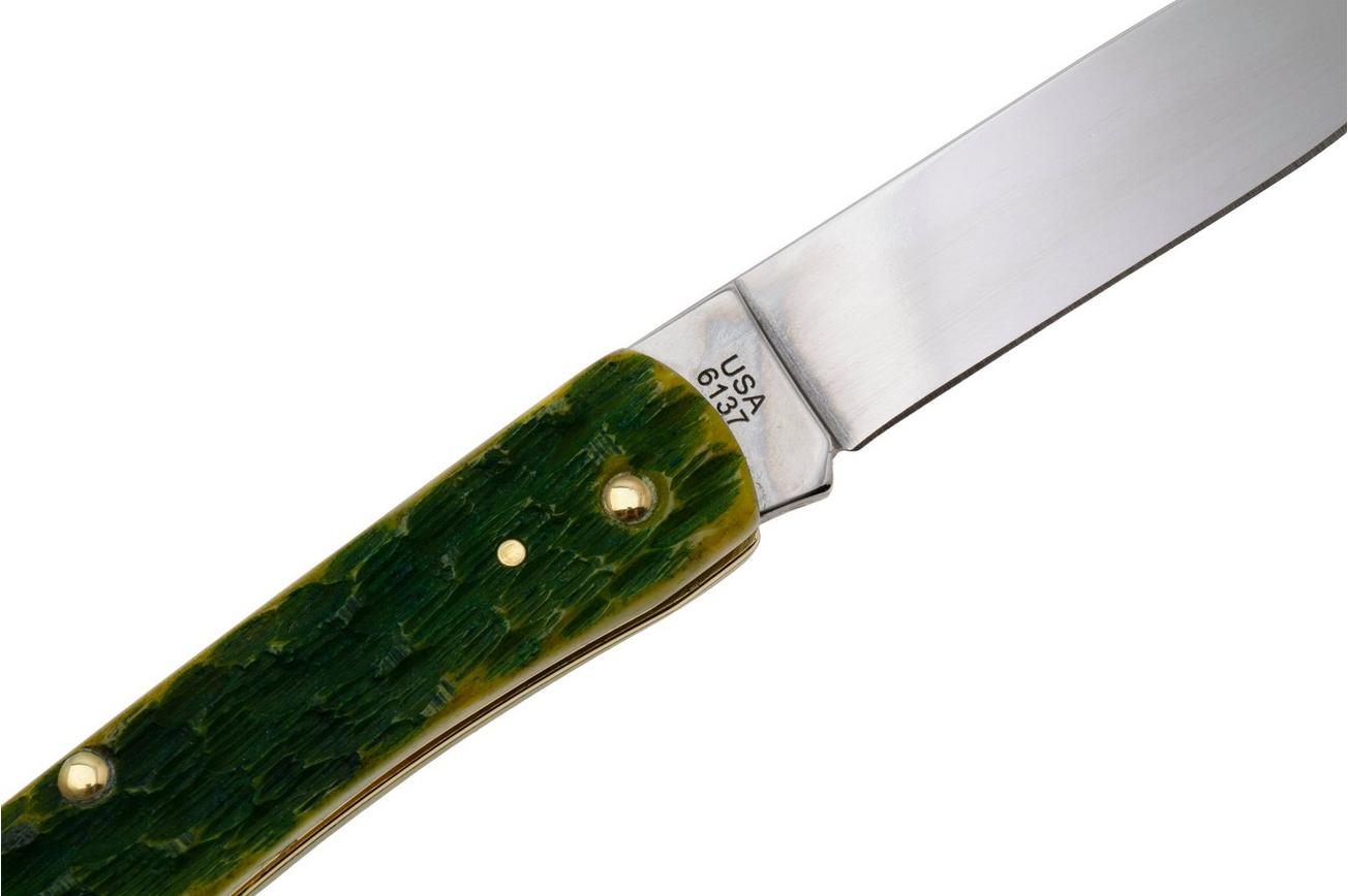 Case Sod Buster Jr 27863, Green Apple Bone, Peach Seed Jig, 6137 SS zakmes