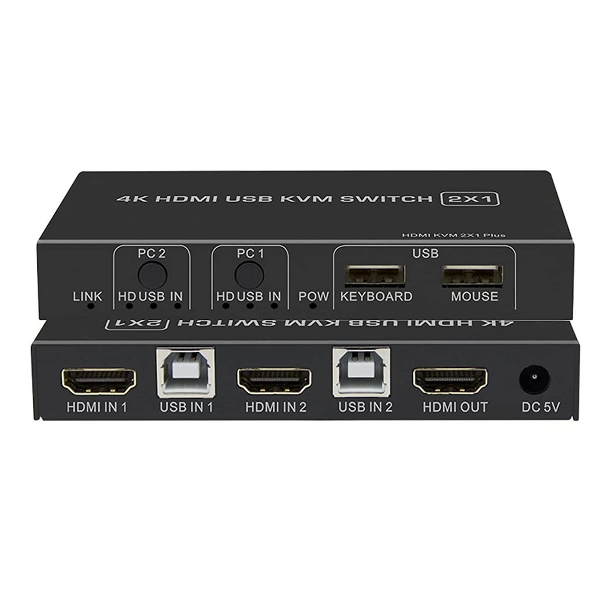 NÖRDIC KVM Switch 2 PC til 1 HDMI 2.0 og 3XUSB for Xbox, PS5, Laptop