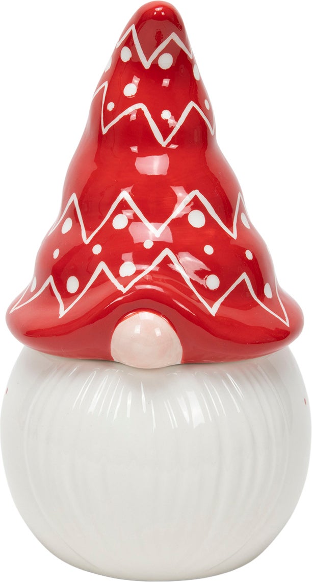 Voorraadpot Gnoom rood / wit D 15 H 26 cm